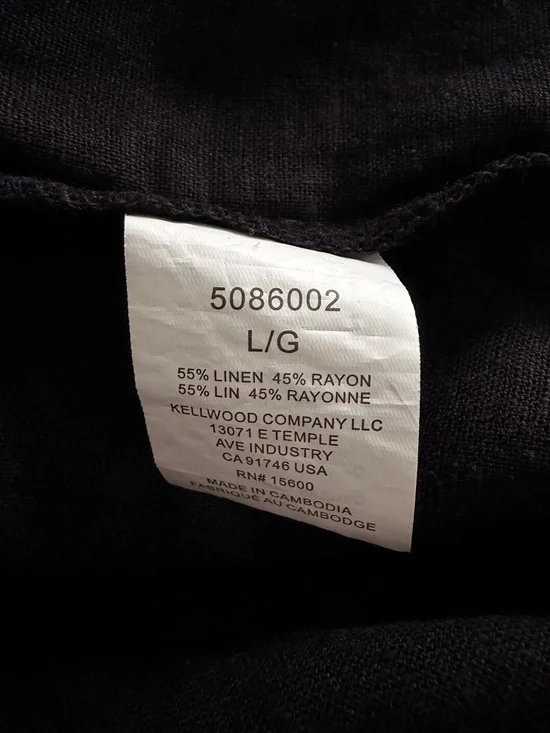 BRIGGS NEW YORK BLACK LINEN RAYON DOLMAN SLEEVE V-NECK CASUAL DRESS, LARGE - Picture 10 of 11